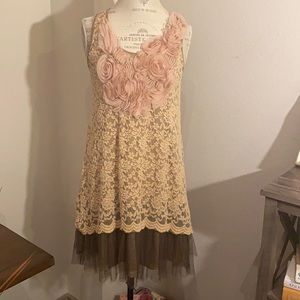 Ryu boutique Lace floral print tulle dress. M